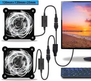 N 2Pack Quiet 120mm USB Fan Dual-Ball Bearings, USB Fan 5V, with L/M/H 3-Degree Speed Controller High Airflow Cooling Fan for Router Modem Receiver DVR Playstation Xbox TV Box
