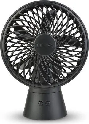 Treva 5 Inch Rechargeable Oscillating Fan with USB Charging Port, 3 Speed Circular Cooling Design, Portable Fan with 60 Degrees of Range for Home or Travel