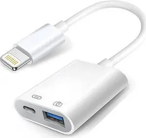 Lightning to USB Camera Adapter with Charging Port USB 3.0 OTG Cable for iPhone/iPad to Connect Card Reader USB Flash Drive U Disk Keyboard Mouse Hubs MIDI Plug & Play