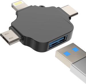 Type C to USB Adapter OTG A Female Lightning Micro Thunderbolt Male Converter(3in1) Camera Card Reader Mouse for Apple iPhone 15 Pro Max Plus iPad 10Air4/5Mini6Pro 12.9 14 13 12 11 LG Android