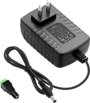 12V DC Power Supply 2A 24W AC/DC Adapter 100~240V AC to DC 12 Volt 2 Amp 1.8A 1.5A 1.2A Converter with 5.5 x 2.5mm 2.1mm Plug for LED Strip Light CCTV Security Camera BT Speaker Webcam Router
