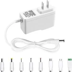 5V 2A Power Adapter 5V DC Power Supply 2000mA AC 100V-240V to DC 5Volt 1.5A 1A 1000mA Replacement Power Cord USB Type C for Security Camera Baby Monitor TV Box 5V 2812B LED Strip Light White