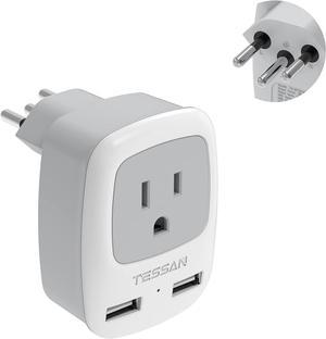 Switzerland Power Adapter Travel Plug, TESSAN International Power Adaptor with Dual USB Charging Ports, Power Outlet Wall Charger for USA/Canada to Switzerland, Liechtenstein, Rwanda (Type J)