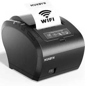MUNBYN WiFi Receipt Printer with USB Port, 80mm POS Printer Works with Square Mac Windows Chromebook Linux Cash Drawer, ESC/POS (P047-WiFi), Do Not Support Clover Ubereats Shopify Bluetooth 5G WiFi