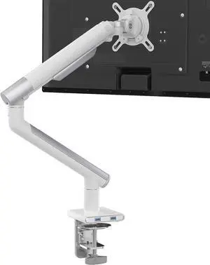 White Single Monitor Arm Mount - CTA White Monitor Mount for 23" to 35" Monitors - w/Dual USB 3.0 Hub Ports & Arm Clamp for Desks - White Color - (ADD-SSMA)