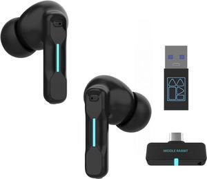 Wireless Earbuds for PC/Computer/Laptop/Mobile - Dongle & Bluetooth - 30ms Low Latency - 4 Mics PC Earbuds  Gaming - Work Headset - Work Headphones  Hidden Earbuds for Work Office