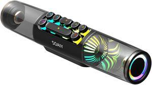 soaiy SH19 HiFi Speaker Computer Game BT Subwoofer RGB Light Key Bass Sound Bar Stereo Music Player Sound Box TF Card Port 3.5mm Audio Input for PC Laptop Smartphone Tablet