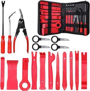 MATTC 19pcs Car Trim Removal Tool Auto Door Panel Removal Tool Set with Clip Plier Set & Fastener Remover Audio Radio Removal Installation and Remover Strong Nylon Pry Tool Kit