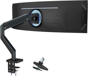 PUTORSEN Ultrawide Monitor Arm, Heavy Duty Monitor Arm for Computer Screens up to 49 inchs and 44lbs, Full Motion Single Monitor Mount, C-Clamp and Grommet Desk Mount, Max VESA 100x100, Black