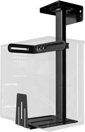 PUTORSEN Heavy Duty Wall and Under Desk CPU Mount, Height & Width Adjustable Computer Tower Holder with Secure Locking, Holds up to 44 lbs, Black