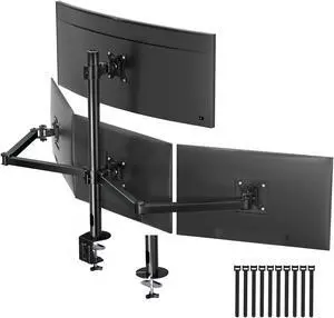 PUTORSEN Premium Quad Monitor Mount Holds up to 32 inch Screens, Fully Adjustable Heavy Duty 4 Monitor Mount, 4 Monitor Arm Desk Mount, Max Load 22lbs per Screen, Clamp/Grommet, VESA 75/100mm, Black
