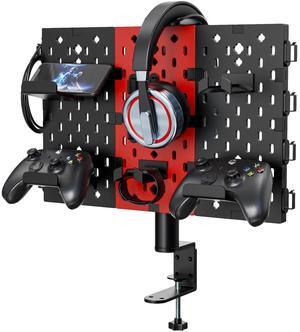 PUTORSEN Headphone and Controller Holder for Desk, Rotatable DIY Modular Headphones Holder & Controller Stand with Cable Hooks, Clamped Above/Under Desk for Xbox PS5 PS4 Switch Controller