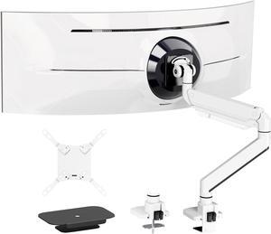 PUTORSEN 17-57 inch Ultrawide Monitor Arm, up to 59.4 lbs, Heavy Duty Monitor Arm for Flat/Curved Monitor and TV with VESA 75 * 75-200 * 200, with Steel Reinforcement Plate, White