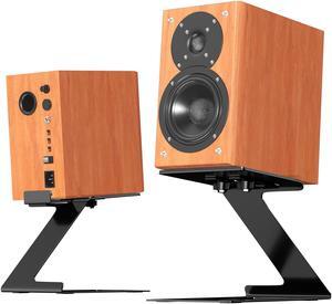 PUTORSEN Desktop Speaker Stands Pair, Speaker Riser for Most Small & Medium Bookshelf Speakers, Computer Speakers, and Studio Monitors, Cantilevered Speaker Stand with Vibration Absorption Pad, Black
