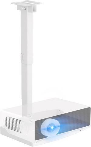 PUTORSEN Projector Ceiling Mount with Tray, Adjustable Height Universal Bracket with Concealed Cable Management, No Hole Installation, Holds up to 22 lbs  Ideal for Home Theater & Office (White)