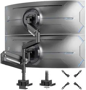 PUTORSEN 24-57 inch Dual Vertical Monitor Mount, Heavy Duty Monitor Arm for 2 Monitors, up to 59.4 lbs, Extra Tall/Wide Adjustable, Premium Aluminum Dual Monitor Desk Mount, VESA 75x75-200x200 mm