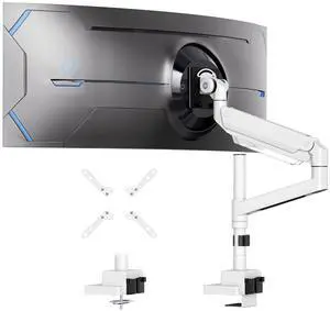 PUTORSEN 24-57 inch Heavy Duty Monitor Arm, up to 59.4 lbs, Single Desk Mount for Ultrawide TV and Screen, Premium Aluminum Single Monitor Stand, VESA 75x75-200x200 mm, White