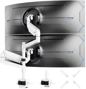 PUTORSEN 24-57 inch Dual Vertical Monitor Mount, Heavy Duty Monitor Arm for 2 Monitors, up to 59.4 lbs, Extra Tall/Wide Adjustable, Premium Aluminum Dual Monitor Desk Mount, VESA 75x75-200x200 mm