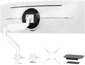 PUTORSEN Ultrawide Monitor-Arm Heavy Duty 22-57 - PUTORSEN Aluminum Single Monitor Mount Holds up to 59.4 lbs, Premium Adjustable Desk Mount Stand, VESA 75/100/200 mm, White