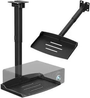 PUTORSEN Projector Ceiling Mount with Tray, Adjustable Height Universal Bracket with Concealed Cable Management, No Hole Installation, Holds up to 22 lbs  Ideal for Home Theater & Office (Black)