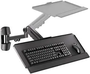 PUTORSEN Wall Mount Keyboard Tray- Keyboard and Mouse Stand & Monitor Mount Arm, Black