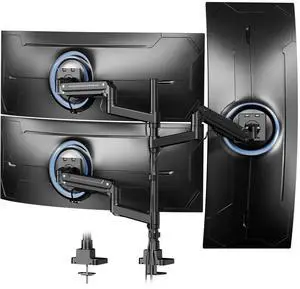 PUTORSEN Triple Monitor Mount for 17-49-inch Screens - Heavy Duty Triple Monitor Arm Desk Mount for Ultrawide Monitors, Fully Adjustment, Max Load 20KG per Screen, VESA 75x75 / 100x100 mm
