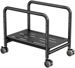 PUTORSEN Computer Tower Stand Under Desk - Height Adjustable PC Stand for Most Mid-Tower, Rolling CPU Holder with 360° Locking Wheels