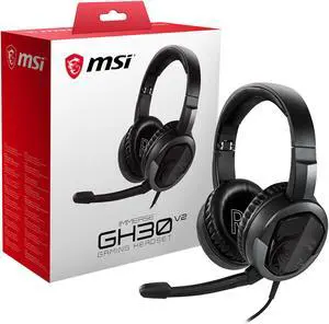 MSI Immerse GH30 V2 GAMING Headset with 40mm Drivers and Detachable Microphone