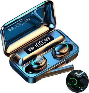 F9-5 True Wireless Stereo BT 5.0 Earphones Chargeable Stereo Sound Earbuds Waterproof Touch-control Headset Compatible with Android/iOS/PC Tablet Black