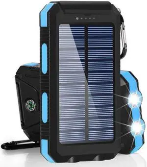 CANSEL 10000mAh Portable Solar Power Bank,With USB Connector, Charging Indicator, And Lithium Rechargeable Battery - 0-5W Output, Solar Powered Charger For Travel, Camping,blue
