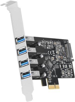 MAIWO PCI Express PCIe to USB Expansion Card, 4 Ports USB 3.0 PCIe Card Adapter, Super Speed 5Gbps PCI-e USB Hub Controller Adapter for Windows 10/8.1/8/7/XP/Vista  - No Need Additional Power Supply