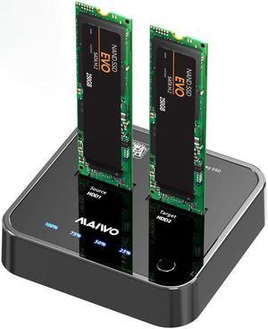 MAIWO Dual Bay M.2 SATA Duplicator Docking Station Offline Cloner, Type C to M.2 SATA Hard Drive Enclosure SSD Adapter for B + M Key, USB3.1 Data Storage Backup Transfer Speed Up to 5Gbps