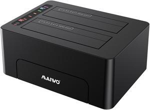 MAIWO USB 3.0 to SATA Dual Bay Hard Drive Docking Station for 2.5" 3.5" SATA HDD/SSD Storage Dock 2*16 TB Hard Drive Enclosure, 5Gbps Data Transfer, UASP, Offline Clone / Duplicator /One Button Backup
