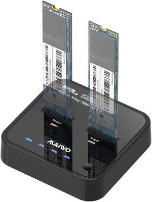 MAIWO M.2 NVMe Duplicator Cloner Docking Station, Dual Bay PCIe NVMe M.2 SSD to USB C Adapter Enclosure 10Gbps Bandwidth 8TB Capacity Fits M Key and M&B Key 2230/2242/2260/2280/22110mm