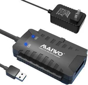 MAIWO USB 3.0 to 2.5'' 3.5'' SATA/IDE Enclosure Adapter Converter for Universal 2.5 3.5 inch IDE and SATA HDD/SSD, 5.25 inch DVD/CD-ROM Optical Drive, 18TB Capacity, 12V/2A Power Adapter