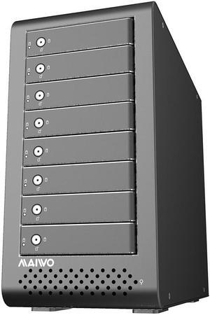 MAIWO 8 Bay Thunderbolt 3 Raid Enclosure for 2.5" 3.5" SATA SAS Hard Drive with Dual Thunderbolt 3 Ports, Max 144TB Capacity, RAID 0 1 5 JBOD with Cooling Fans