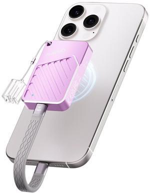 MAIWO Magnetic Portable SSD 512GB External Solid State Drive, USB 3.2 GEN 2 Type-C Up to 2000MB/s, Mini PSSD Supports 4K Videos ProRes for iPhone MacBook Pro macMini PS5, Aluminum(Pink, 512GB)