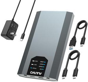 MAIWO Dual M.2 NVMe SSD Enclosure with 4 RAIDs, M.2 NVMe PCIe RAID Enclosure Supports RAID0/1/PM/Large, USB 3.2 Gen2x2 Type-C 20Gbps Speed, 8TB Capacity