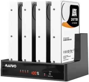MAIWO 4 Bay Hard Drive Docking Station with Offline Cloning, External Hard Drive Duplicator for 2.5'' 3.5'' SATA SSD HDD with LED Indicator, 96TB Expansion, USB3.0/eSATA Port Connecting