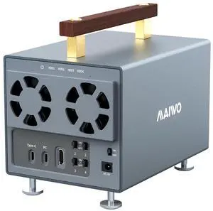 MAIWO 4 Bay 3.5 inch SATA Hard Drive Enclosure with SATA III Chipset USB-C 10Gbps, 88TB Capacity, Support 4K HDTV/Type-C Extend/Daisy Chain/External HDD Enclosure,12V/7A Power (K35294A)