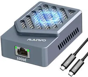 MAWIO USB C to 10gb ethernet Adapter with Built-in Fan, 10Gbps High-Speed RJ45 Network Connections Compatible with Thunderbolt3/4/5 Port macOS Windows, Support 10/5/2.5/1Gbps 100Mbps Base-T, Aluminum MAWIO USB C to 10gb ethernet Adapter with Built-in Fan, 10Gbps High-Speed RJ45 Network Connections Compatible with Thunderbolt3/4/5 Port macOS Windows, Support 10/5/2.5/1Gbps 100Mbps Base-T, Aluminum