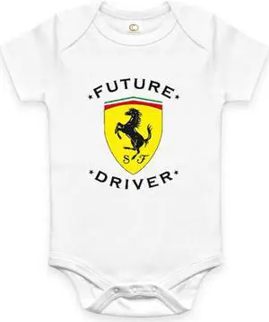 RARE NEW FUTURE FERRARI DRIVER BABY FUNNY BODYSUIT JUMP SUIT ONE PIECE ROMPER ONESIE