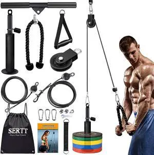 Fitness LAT and Lift Pulley System, Upgraded Pulley Cable Machine for Triceps Pull Down, Biceps Curl, Back, Forearm, Shoulder-Home Gym Equipment Fitness LAT and Lift Pulley System, Upgraded Pulley Cable Machine for Triceps Pull Down, Biceps Curl, Back, Forearm, Shoulder-Home Gym Equipment