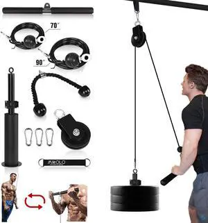 Fitness LAT and Lift Pulley System, Dual Cable Machine(70'' and 90'') with Upgraded Loading Pin for Triceps Pull Down, Biceps Curl, Back, Forearm, Shoulder-Home Gym Equipment(Patent) Fitness LAT and Lift Pulley System, Dual Cable Machine(70'' and 90'') with Upgraded Loading Pin for Triceps Pull Down, Biceps Curl, Back, Forearm, Shoulder-Home Gym Equipment(Patent)