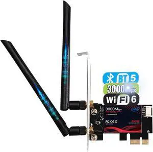 ROW076 WiFi 6 PCIe WiFi Card 3000Mbps| 802.11AX Dual Band 2.4G/574M 5.8G/2400M Wireless Network Card | Bluetooth 5.0 | Intel AX200 | MU-MIMO |Low Latency |Support Win 10 with Shield Cover ROW076 WiFi 6 PCIe WiFi Card 3000Mbps| 802.11AX Dual Band 2.4G/574M 5.8G/2400M Wireless Network Card | Bluetooth 5.0 | Intel AX200 | MU-MIMO |Low Latency |Support Win 10 with Shield Cover