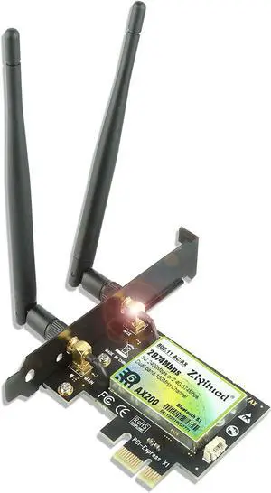 3000Mbps PCIe WiFi Card with Bluetooth5.1 for Desktop PC | Intel WiFi 6 AX200 | 5G 2.4G WiFi Bluetooth Card with 160MHz,OFDMA,MU-MIMO | Support Windows 10 64bit 3000Mbps PCIe WiFi Card with Bluetooth5.1 for Desktop PC | Intel WiFi 6 AX200 | 5G 2.4G WiFi Bluetooth Card with 160MHz,OFDMA,MU-MIMO | Support Windows 10 64bit