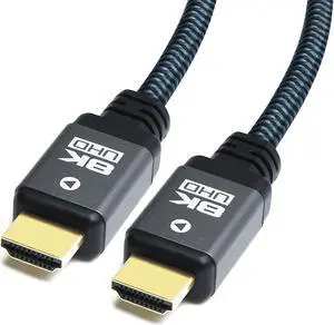 8K HDMI 2.1 Cable 6ft, 48Gbps Ultra High Speed Heavy Duty Nylon Braided HDMI 2.1 Cord, Real 8K@60Hz, 10K, 4K@144Hz, 4K@120Hz, eARC, HDCP 2.2 & 2.3, Dynamic HDR, 3D for Monitor, TV (6 Feet) 8K HDMI 2.1 Cable 6ft, 48Gbps Ultra High Speed Heavy Duty Nylon Braided HDMI 2.1 Cord, Real 8K@60Hz, 10K, 4K@144Hz, 4K@120Hz, eARC, HDCP 2.2 & 2.3, Dynamic HDR, 3D for Monitor, TV (6 Feet)
