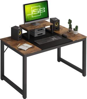 Computer Office Desk 47 with Freely Move Monitor Stand Study Writing Table PC Home Office Desk with Splice Board  Rustic Brown  Black