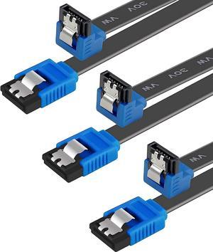 SATA III Cable,Nylon Braided SATA Cable III 6Gbps Straight HDD SDD Data Cable with Locking Latch 18 Inch Compatible for SATA HDD, SSD, CD Driver, CD Writer (3 Packs Blue)