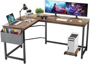 VASAGLE L-Shaped Computer Desk, Corner Desk, 54-Inch Writing Study  Workstation, Rustic Brown and Black ULWD72X​